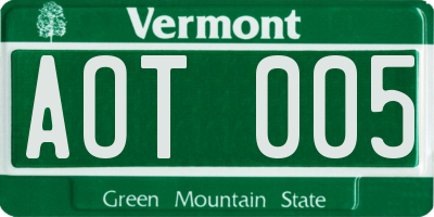 VT license plate AOT005