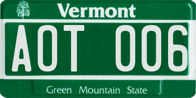 VT license plate AOT006