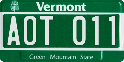 VT license plate AOT011