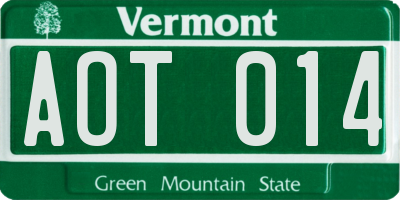 VT license plate AOT014