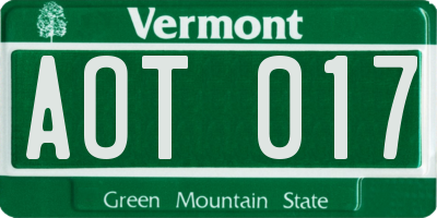 VT license plate AOT017
