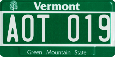 VT license plate AOT019
