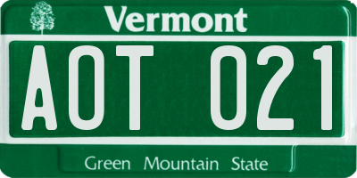 VT license plate AOT021