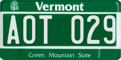 VT license plate AOT029