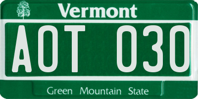 VT license plate AOT030