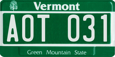 VT license plate AOT031