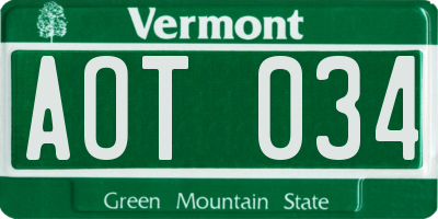 VT license plate AOT034