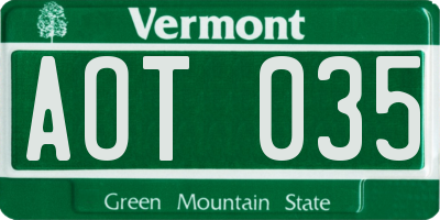 VT license plate AOT035