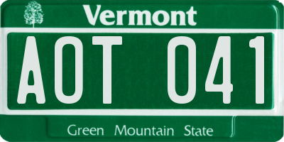 VT license plate AOT041