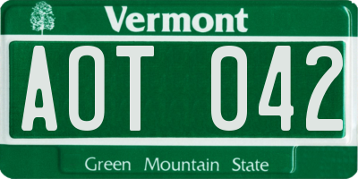 VT license plate AOT042