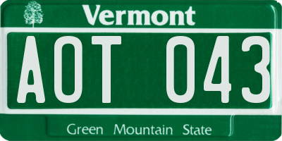 VT license plate AOT043