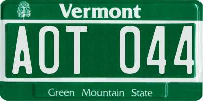 VT license plate AOT044