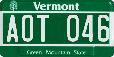 VT license plate AOT046