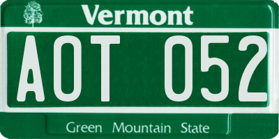 VT license plate AOT052