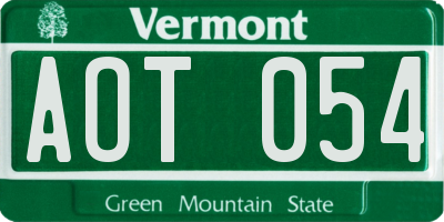 VT license plate AOT054