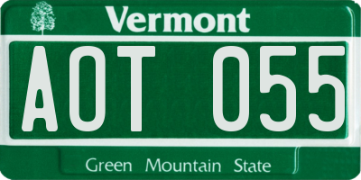 VT license plate AOT055