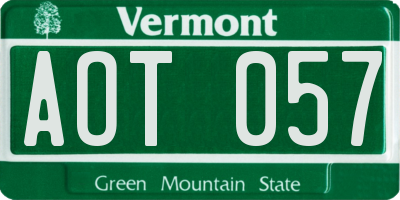 VT license plate AOT057