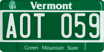 VT license plate AOT059