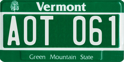 VT license plate AOT061
