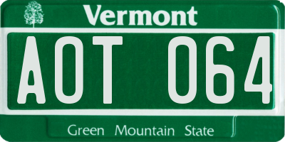 VT license plate AOT064