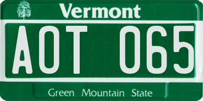 VT license plate AOT065