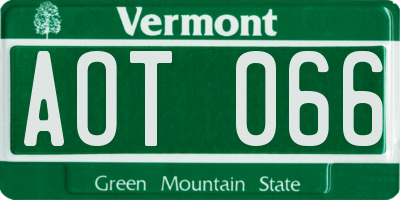 VT license plate AOT066