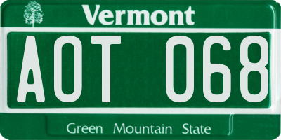 VT license plate AOT068