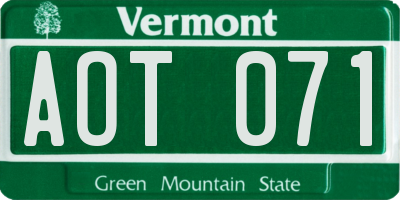 VT license plate AOT071