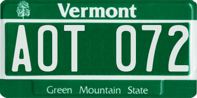 VT license plate AOT072