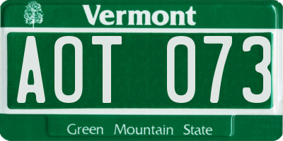 VT license plate AOT073