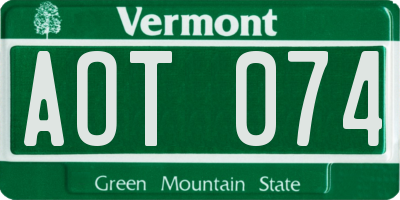 VT license plate AOT074
