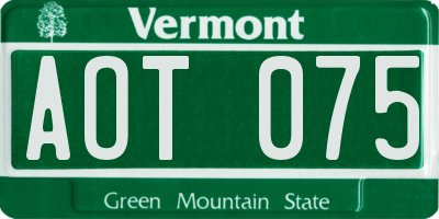 VT license plate AOT075