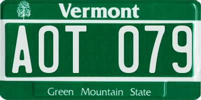 VT license plate AOT079