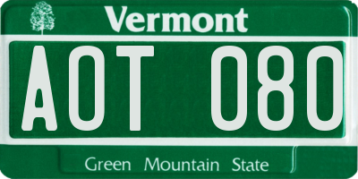 VT license plate AOT080