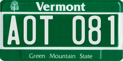 VT license plate AOT081