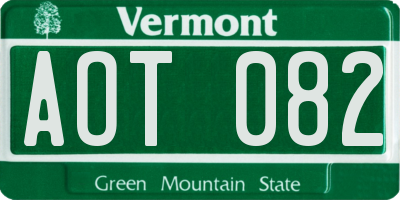 VT license plate AOT082