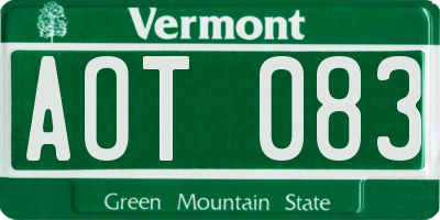 VT license plate AOT083