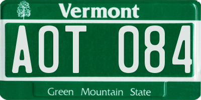 VT license plate AOT084