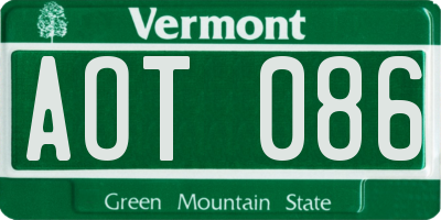 VT license plate AOT086