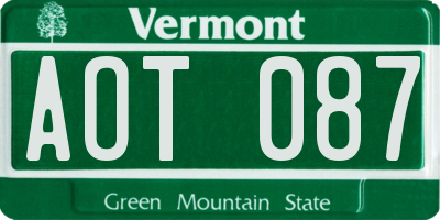 VT license plate AOT087