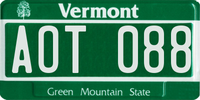 VT license plate AOT088