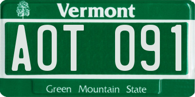 VT license plate AOT091