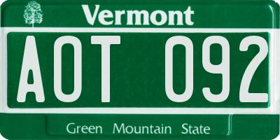 VT license plate AOT092