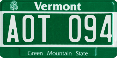 VT license plate AOT094