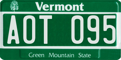 VT license plate AOT095