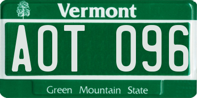 VT license plate AOT096