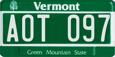 VT license plate AOT097