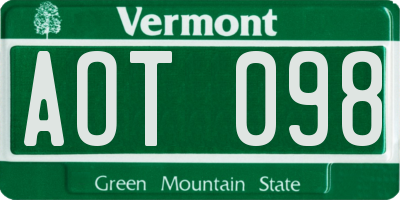 VT license plate AOT098