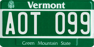 VT license plate AOT099
