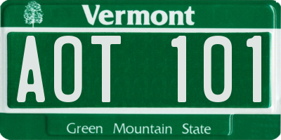 VT license plate AOT101